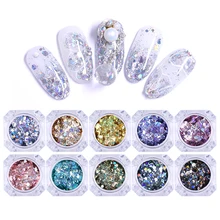 Голографическая пудра для ногтей, блестящие неровные блестки, красочные аксессуары для маникюра, художественное украшение