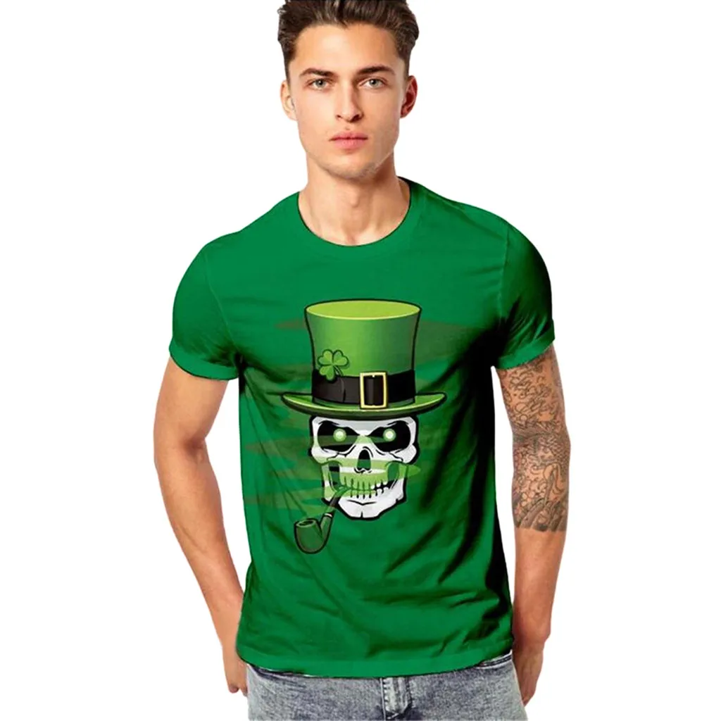 

T Shirt Men 3D Print Casual St. Patrick's Day Short-sleeved Shirt Top Camisetas Hombre Mens Tshirts Summer Camiseta Masculina