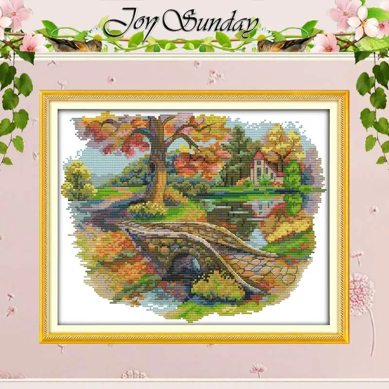 

Autumn scenery painting counted Cross Stitch 11CT 14CT Cross Stitch Set Wholesale DIY Cross-stitch Kit Embroidery Needlework