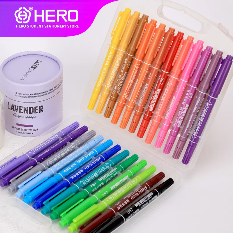 

Hero Markers Pen Set 12/24/ Color Animation Sketch Marker Dual Head Drawing Art Brush Pens Alcohol Based with
