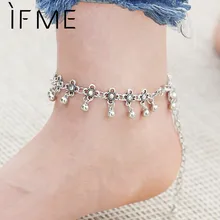 Boho Bohemia Alloy Chain Link Anklet Flower Pendant Summer Beach Ankles Foot Bracelet New Fashion Foot Jewelry For Women PD26