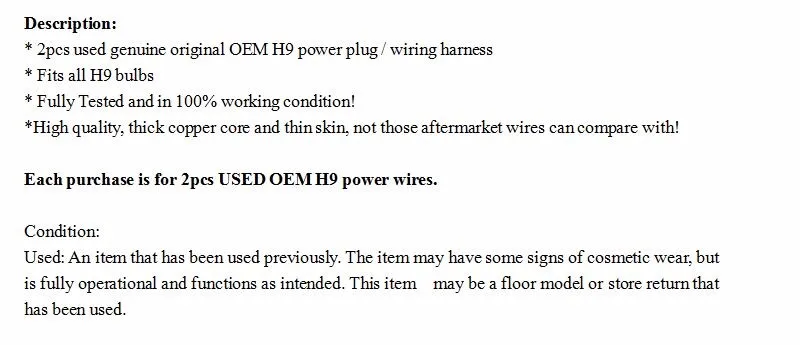 Semtaist 2 x Подлинная OEM H9 проводки жгут проводов кабель для подключения к сети H9 Отсоединяемый провод(б/у