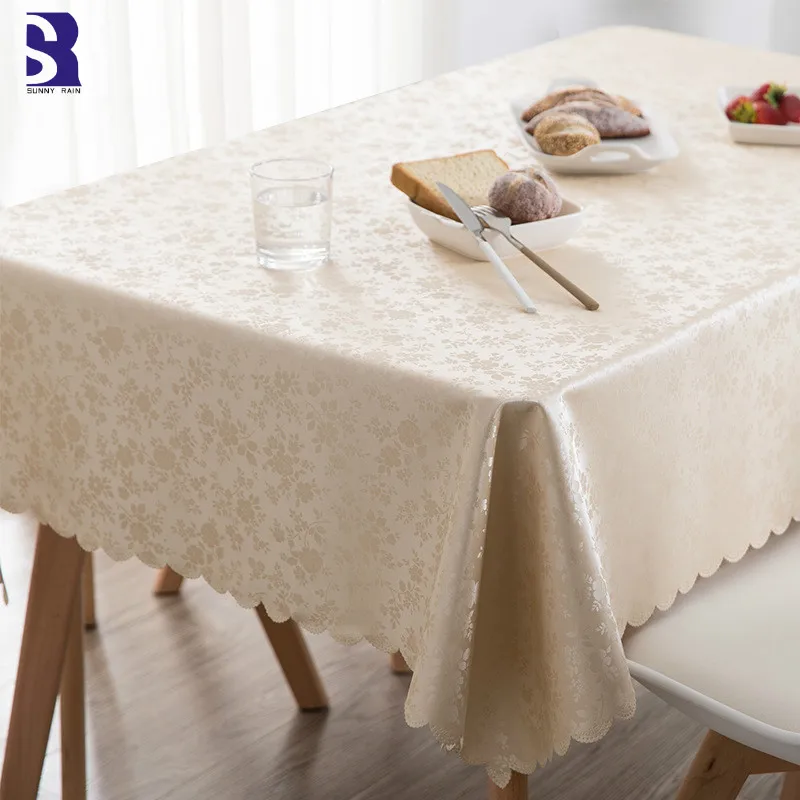 

SunnyRain 1-Piece PVC Oilproof Tablecloth Waterproof Table Cloth for Dining Table Rectangle Table Cover Round Tablecloths
