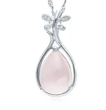 Luxury Girls Lady s gem Silver Jewelry Classic Moonstone PINK Gems Pendant For Women Fashion Shiny