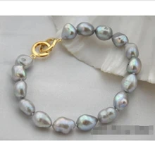 " 12 мм барокко Серый браслет перлы пресной воды Благородный стиль Природный Изысканные jewe Быстрая