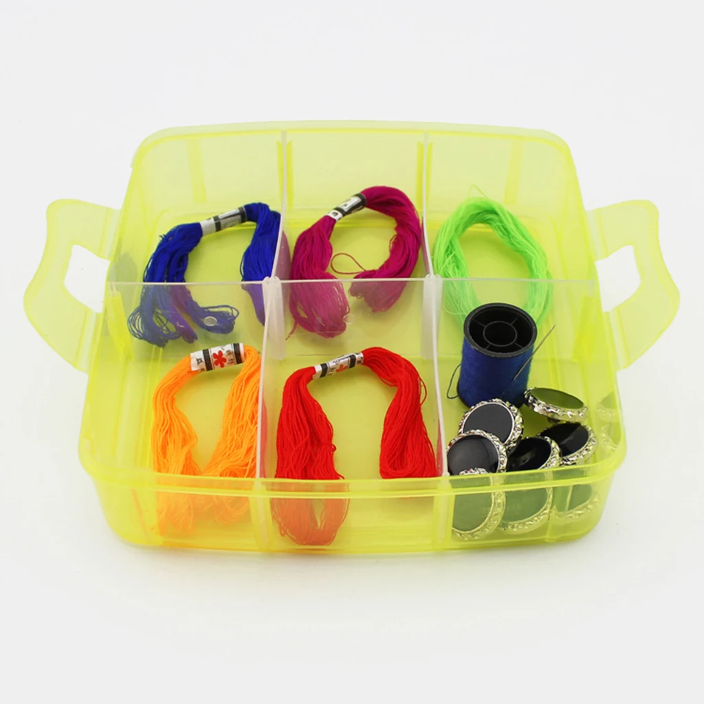 MagiDeal 3 Layer Stackable Clear Plastic Jewelry Bead Box Organizer Toy Storage Case Container with Adjustable Dividers 30 Grids
