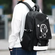 Teenagers Backpack Gym Bags Senkey Style Cartoon USB Music Boy Gray Backpack Anime Luminous School Bags