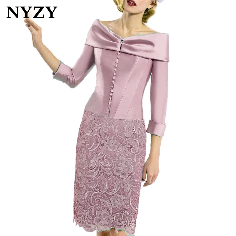 NYZY C168P элегантное розовое атласное болеро из 2 предметов vestidos coctel 2019 Robe de Cocktail свадебное платье для вечеринки одежда для гостей церковные