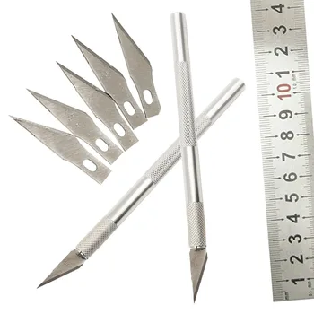 

multitool blades NEW Non-Slip Metal Scalpel Knife Tools Kit Cutter Engraving Craft Knives + 6pcs Blades Mobile Phone PCB DIY
