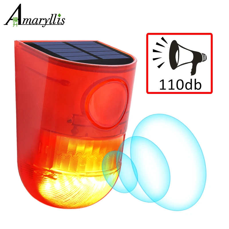 

Newest Solar Alarm Light 110db 6 LED Solar Lamp Waterproof Solar Warning Lights Sound Alarm Lamps With Motion Sensor