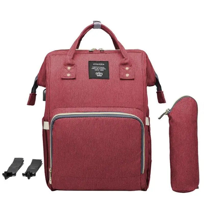LEQUEEN USB Водонепроницаемая сумка для подгузников, usb зарядка, большие рюкзаки для кормящих мам, сумка для подгузников, брендовый рюкзак большой емкости - Цвет: 11