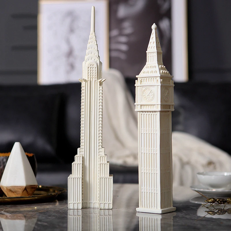 

White European Architectural Model Resin Figurine Elizabeth Tower Figurine Furnishing Articles Craft Gift For Home Decoration