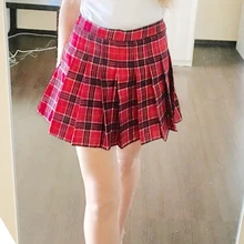 Zuolunouba Летняя женская юбка на молнии с высокой талией, юбка для школьницы, плиссированная черная клетчатая юбка, сексуальная красная мини-юбка, Jupe Femme