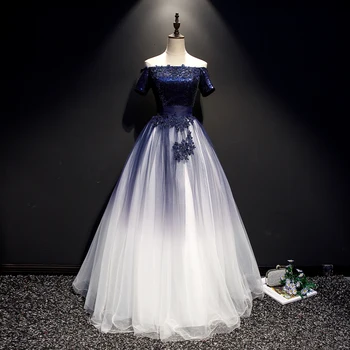 

Navy Blue Quinceanera Dresses Gradient Tulle Beaded Lace Appliques Masquerade Ball Gown Prom Formal Gown Vestidos De 15 Anos