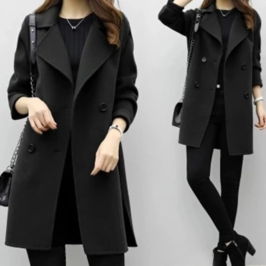 Winter Wool Coat Women Fashion Lapel Drop-Shoulder Casual Long Coat Ladies Loose Black Slim Plus Size Outwear Blends Jacket 2018 Winter Wool Coat Women Fashion Lapel Drop-Shoulder Casual Long Coat Ladies Loose Black Slim Plus Size Outwear Blends Jacket 2018