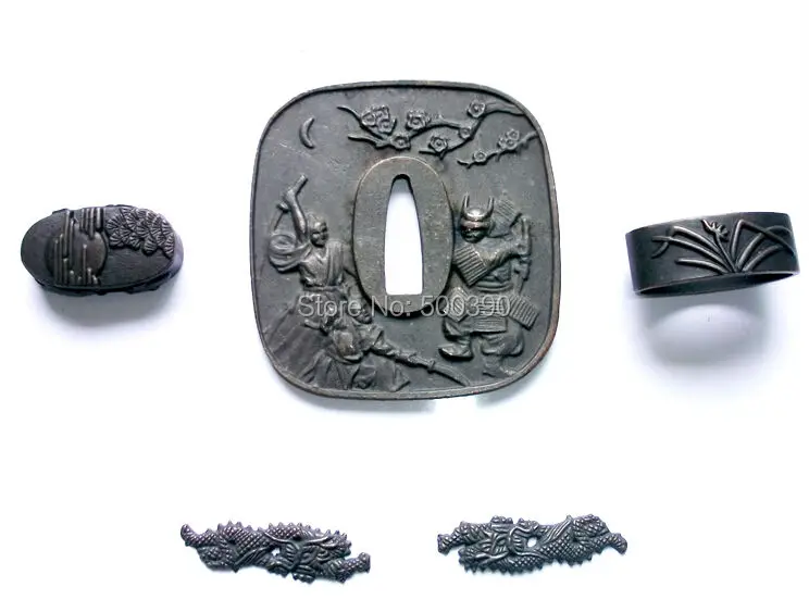 Набор Фитингов Tsuba из сплава для японского самурайского меча Катаны с самураем