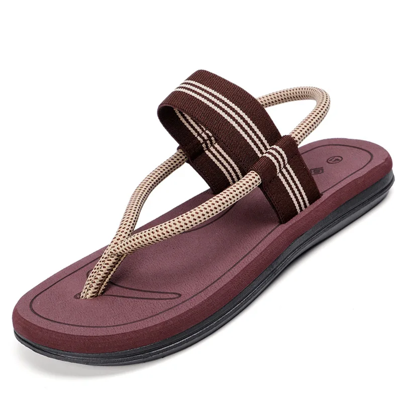 Мужские летние сандалии размера плюс 44, 45; пляжные вьетнамки; Уличная обувь на плоской подошве; водонепроницаемая обувь; вьетнамские тапочки; обувь; zapatillas - Цвет: Шоколад