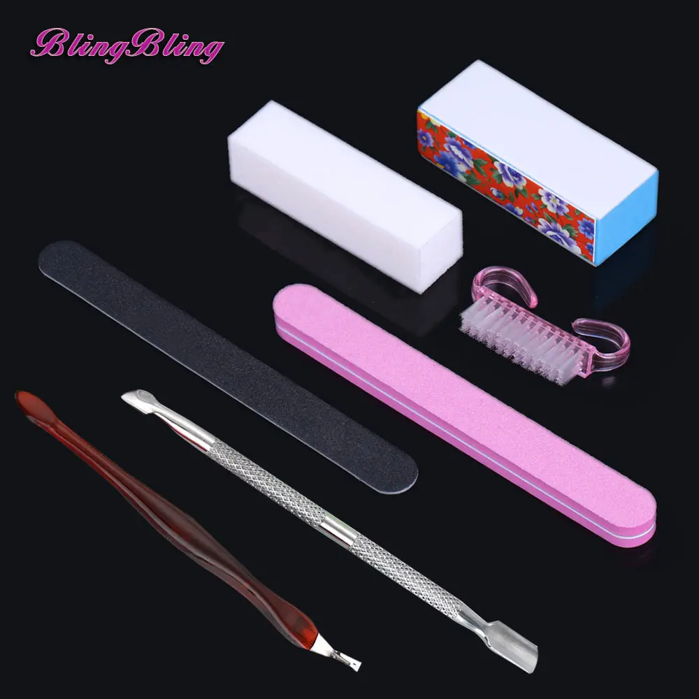 

7Pcs/set Professional Manicure Tools Kit Rectangular Nail Files Cuticle Nail TrimmerNail Art Tool For Nail art