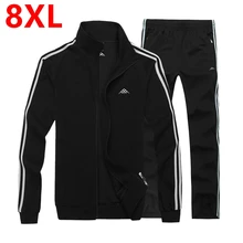 Große größe sportbekleidung dünne add dünger erhöht männlichen anzug pullover männer Big size herren Sets 8XL männer hosen und jacke