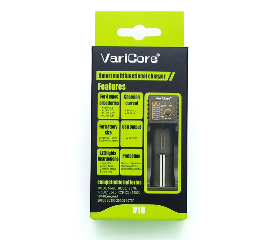 VariCore V10 lcd 1,2 V/3 V/3,7 V/4,25 V18650/26650/18350/16340/18500/AA AAA NiMH Зарядное устройство для литиевых батарей