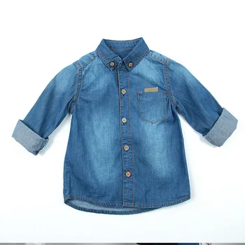 

1-6T Autumn Fashion Unisex Blue Cowboy Shirt Toddler Baby Boys Shirts Clothes Fall Kids Girls Blouse Tops Spring Casual Wear