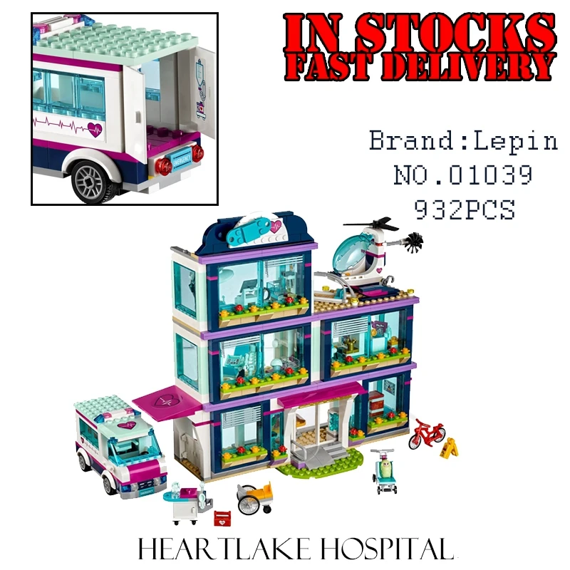 

Lepin 01039 932PCS Friends Heartlake City Park Love Hospital Building Blocks Bricks Toys for girls Christmas gifts brinquedos
