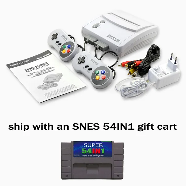 Snesゲームコンソール/最高の子供のギフト/ntscバージョンとpalバージョン両方/船て層状ギフトカート54IN1