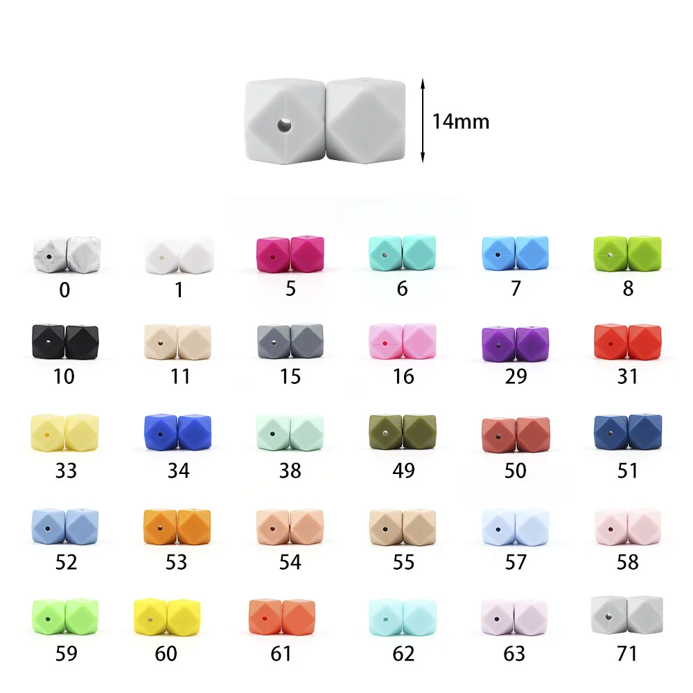 14mm Hexagon Silicone Beads Teething Baby Teether Toy teething toys baby teething toys silicone teething toys silicone beads silicone teething beads silicone teether Food Grade Baby Nursing shower Gift Necklace Pacifier Chain 10pcs BOBO.BOX