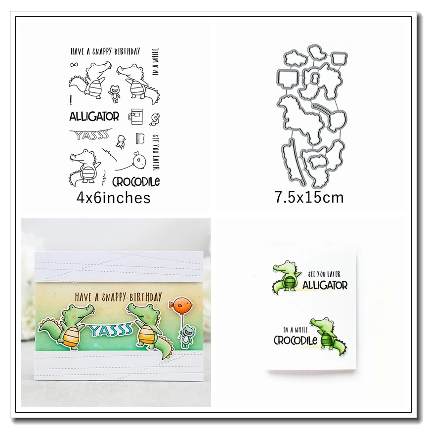 

Cute Crocodile Animals Metal Cutting Dies&Stamp Sillicone Stencil Scrapbook Album Embossing For Paper Card Making Handcrafts