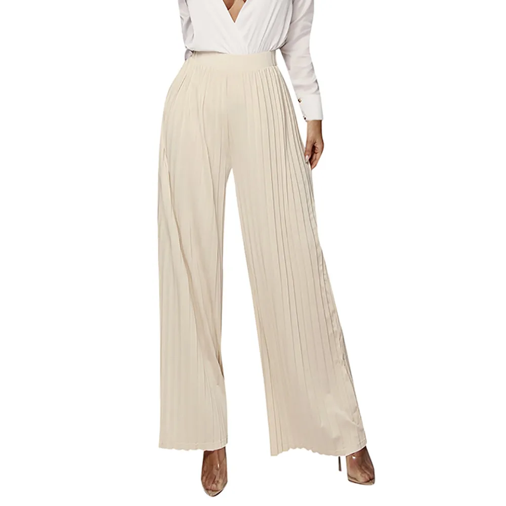 

Feitong Women Pants Casual Palazzo High Waist Wide Leg Culottes Trousers Loose Ladies Pants Summer Female Trousers Pantalons