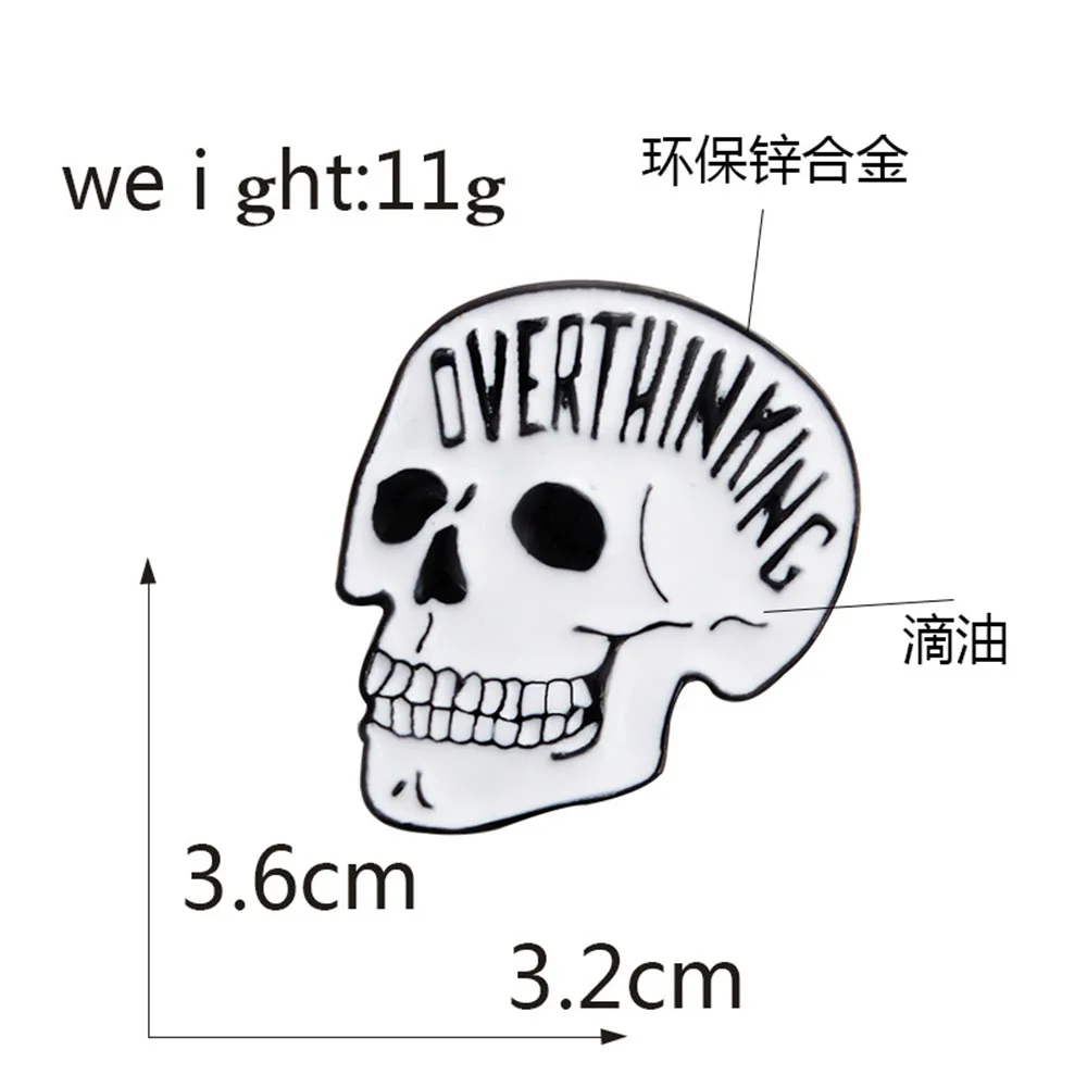 1 предмет творческий дизайн Overthink череп мягкая эмаль булавки для девочек Лацкан