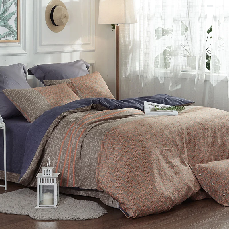 

Modern Geometric Plain Bedding Set Queen King Size Luxury Cotton Printed Duvet Cover Bed Sheet Pillowcase