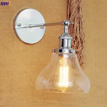 IWHD античный винтажный Ретро настенный светильник s-Bar Coffe Серебряное Стекло промышленный настенный светильник Edison бра Wandlamp светодиодный светильник для лестницы