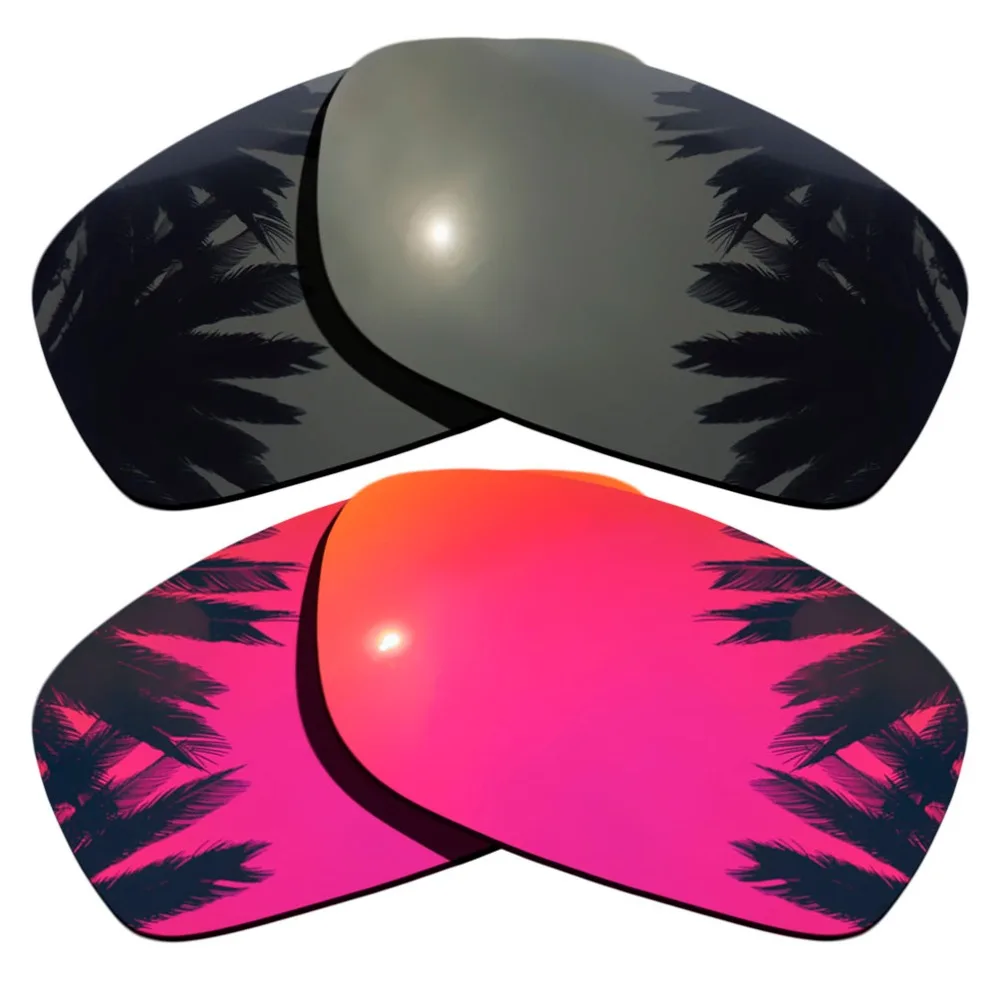 

(Black+Midnight Sun Mirrored Coating) 2-Pairs Polarized Replacement Lenses for Fives Squared 100% UVA & UVB Protection