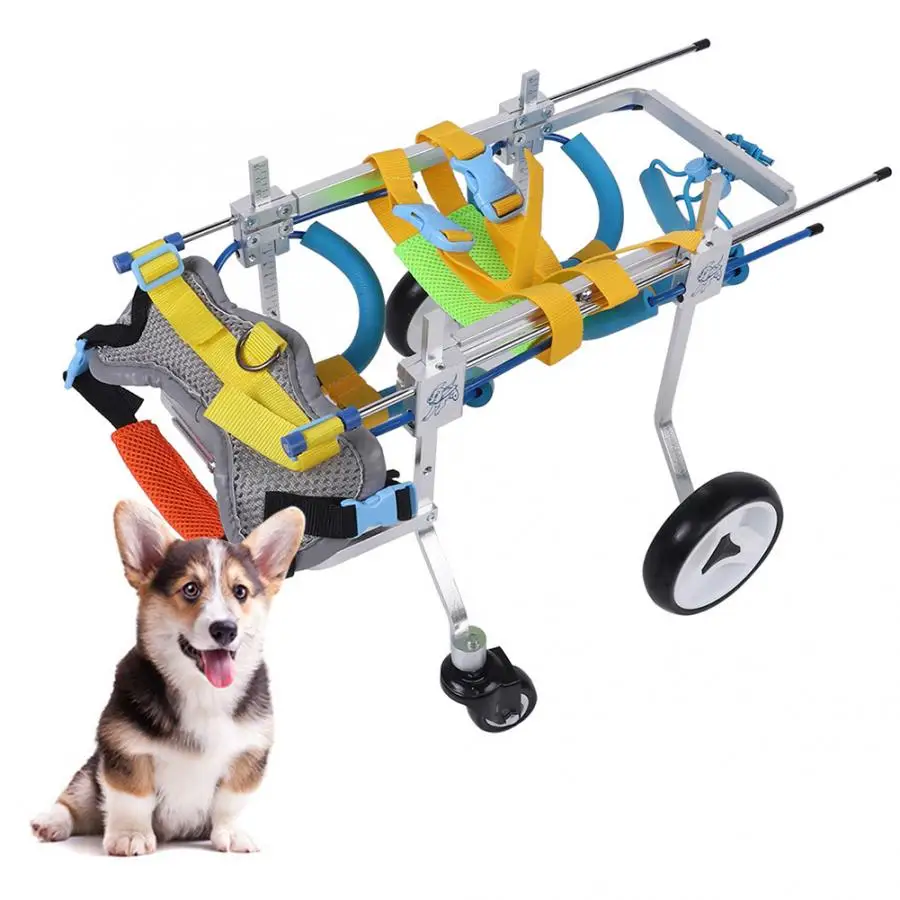 2/4Wheel Aluminum Alloy Pet Wheelchair Adjustable Rehabilitation