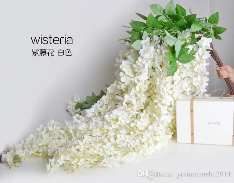  White green purple color 1.6 Meter Long Artificial Silk Flower Vine Wisteria Garland Fake Plants For Garden Wedding Party Decorations