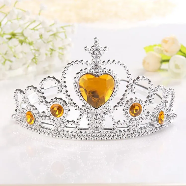 7pcs/lot 2018Fashion Accessories Girl Tiara Crown Multicolor Rhinestone Princess Crown Plastic Silver Color Headwear