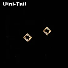 Uini-Tail список 925 Стерлинговое Серебро Полые квадратные микро-набор серьги модные милые ниши Персонализированные Дизайн Серьги