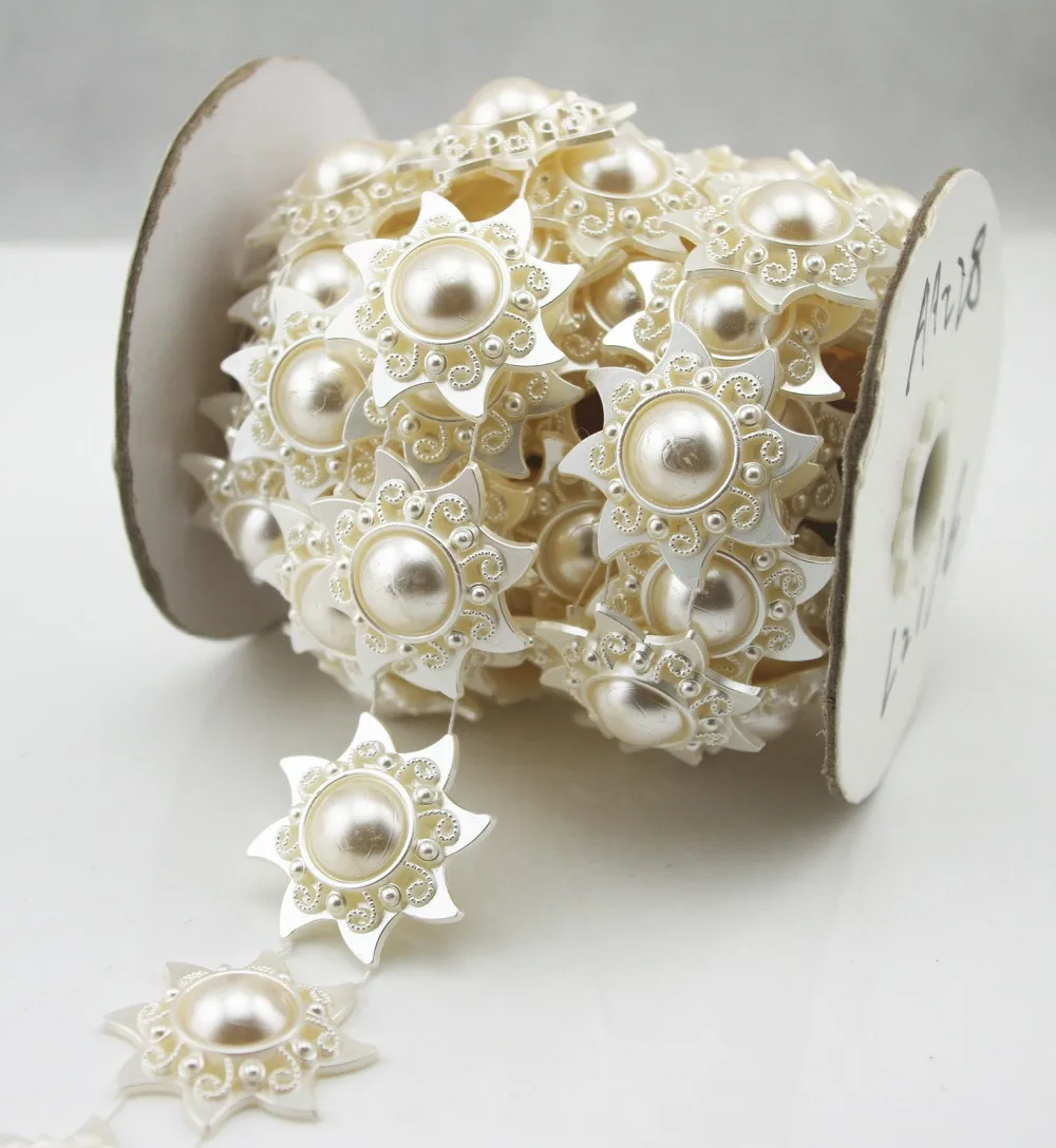 

35mm Ivory star Pearl Chain Sewing Chain Trims Costume Cake Decoration LZ176