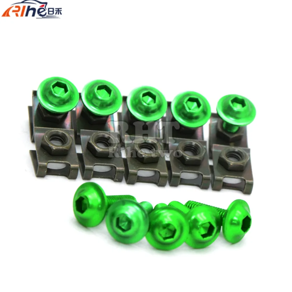 green Universal 6mm motorcycle fairing screw kit set screws for Yamaha