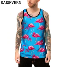 Майка с изображением фламинго, 3D цветочный принт, летняя мужская майка без рукавов, гавайская спортивная одежда, гавайская рубашка, майки, пляжные майки, евро