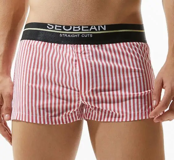 SEOBEAN, мужской полосатый спортивный костюм, мужские домашние повседневные трусы, пижамные шорты, очень тонкие шорты, внутренняя подкладка, u-образный мешочек, Пижама - Цвет: B