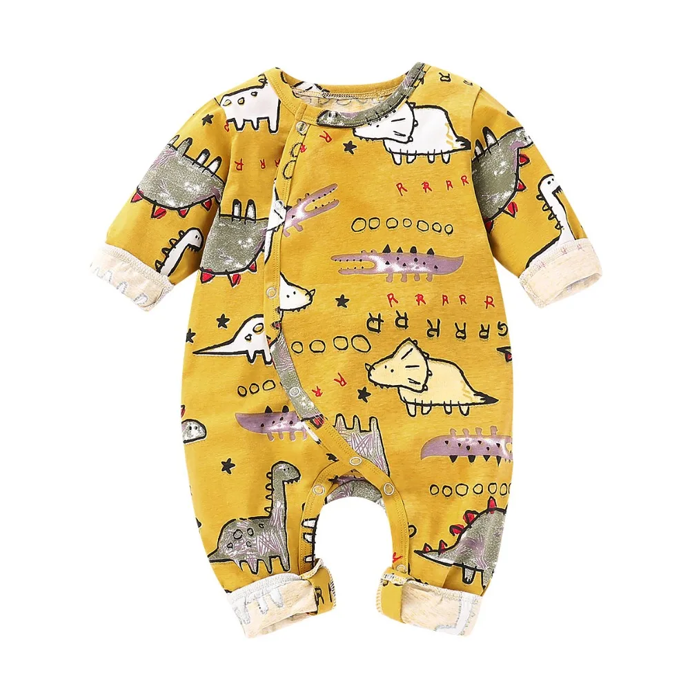 Pusekyb Toddler Baby Kids Girls Romper Set Animal Dinosaur Print Long Sleeve Romper Jumpsuit