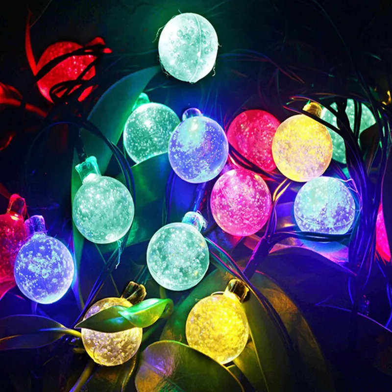 50 светодиодный S 10 м хрустальный шар солнечной лампы питания светодиодный гирлянды сказочные огни гирлянды на солнечной энергии Сад Рождественский Декор для наружного красочного