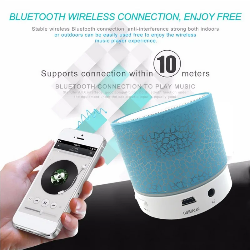 Портативные беспроводные маленькие светодиодные Bluetooth колонки мини музыка аудио