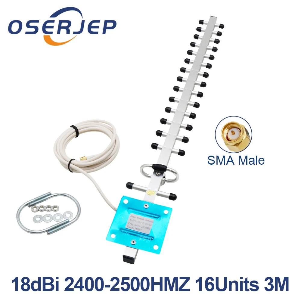 

SMA 2.4GHz 18 DBi Yagi Wireless WLAN 2.4g WiFi Receiver Signal Extender Aerial 0.3m 1.5m 3m 5m 10m For Modem
