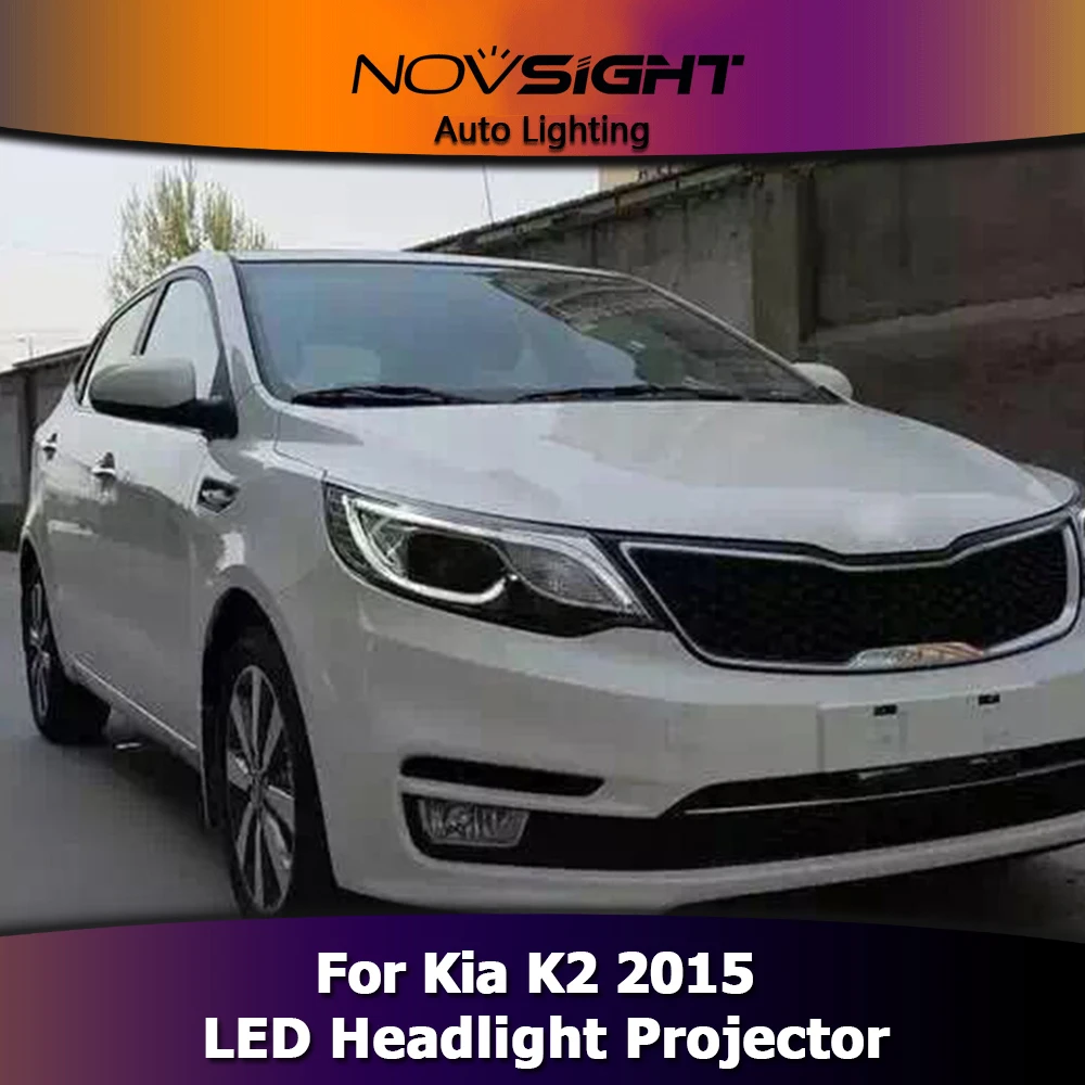

NOVSIGHT Auto Car LED Headlight Projector DRL Fog ABS LED Light Turn Signal Lamp For Kia K2 2015