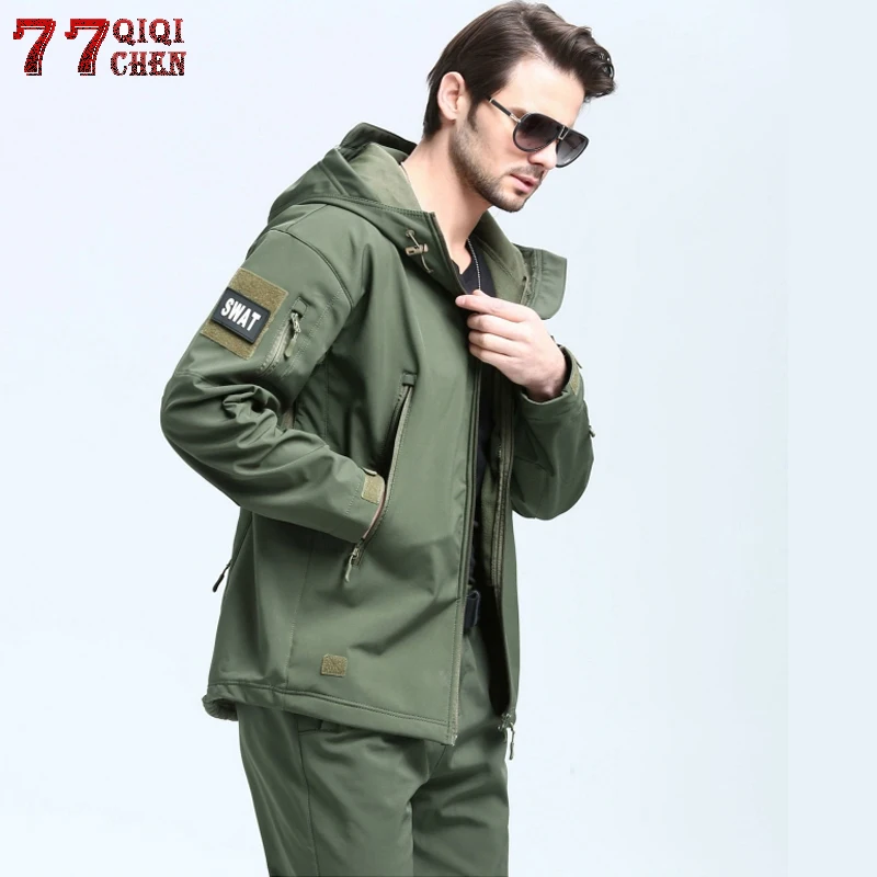 

Lurker Shark Soft Shell Military Tactical Jacket Men Waterproof Windproof Windbreaker Coat Camouflage Fleece Hooded SWAT Jacket