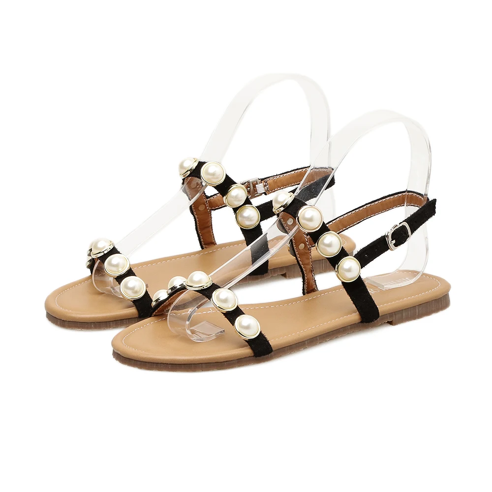 gladiator sandals with pearls