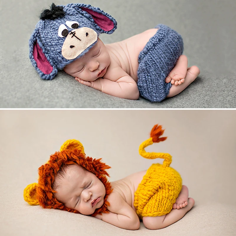 Bebe реквизит для фотосъемки новорожденных Lionet/Chick/Tiger Вязаная Мягкая шапка штаны